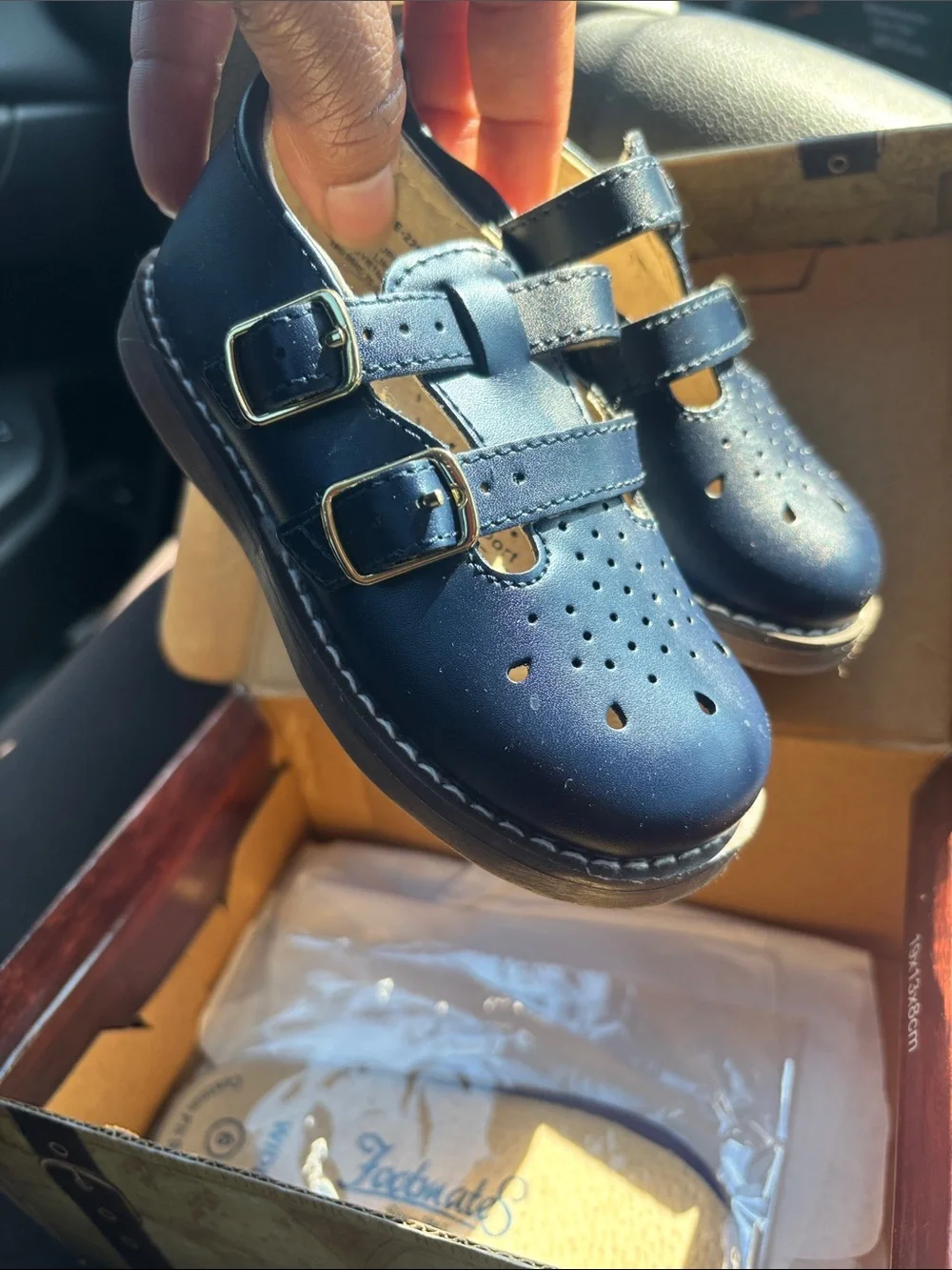 FootMates Navy Double-Buckle Mary Jane Kids Shoes